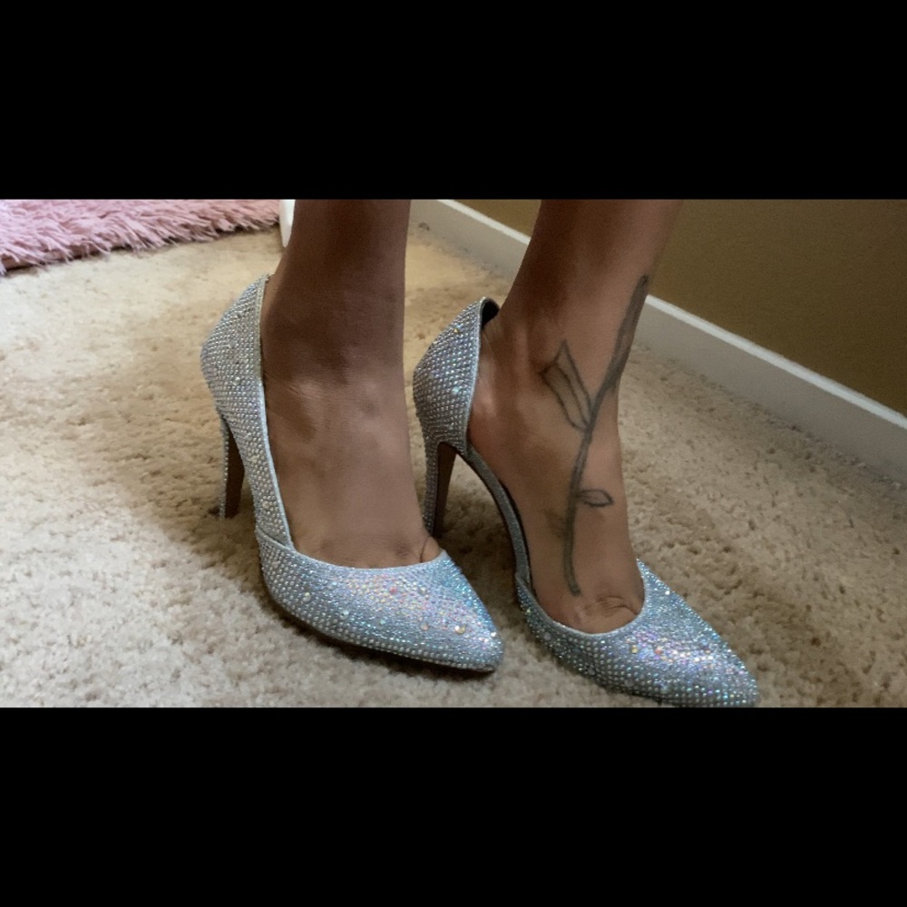 Silver Iridescent Rhinestone Pumps 6